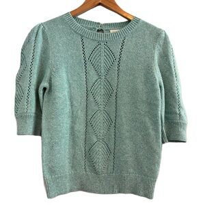 Sundance Aqua Open Knit Short Sleeve Sweater Size Small NWT